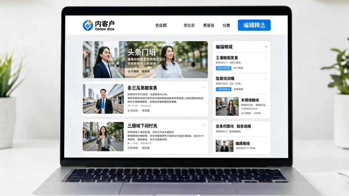 17.c 综合门户首页头条配图，展示多屏内容聚合界面和编辑精选徽章
